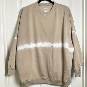 American Eagle Ahh-Mazingly Soft Oversized Sweatshirt Beige Tie Dye Line Size M